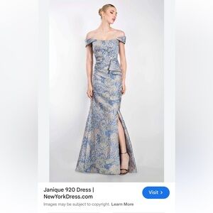 Off-Shoulder Blue Floral Dress “Mother of Bride/Groom”